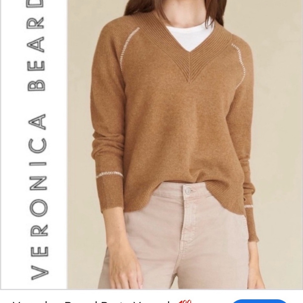 Veronica Beard Tan V-Neck Sweater for Men